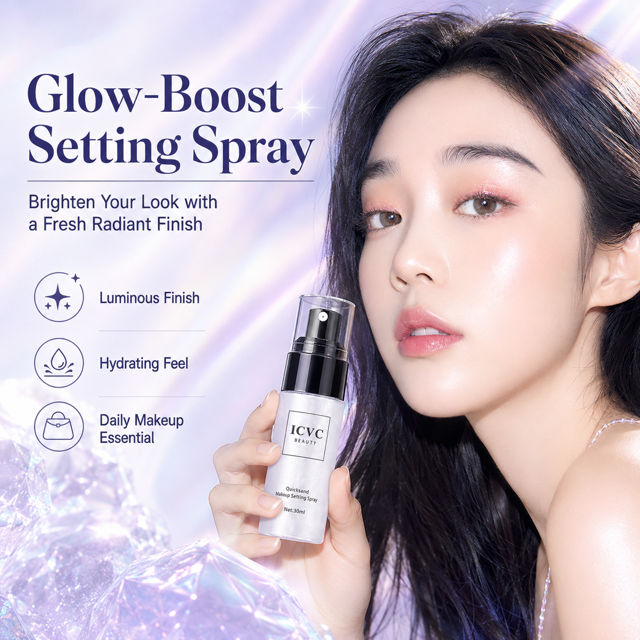 💫✨ Makeup Setting Spray 🌬️💖 Long-Lasting Lock + Oil Control + Hydrating Care 💦🌸 💎 Waterproof Formula | 🌿 Moisturizing & Nourishing | ✨ Brighten Skin Tone & Glowing Finish 😍-DG1