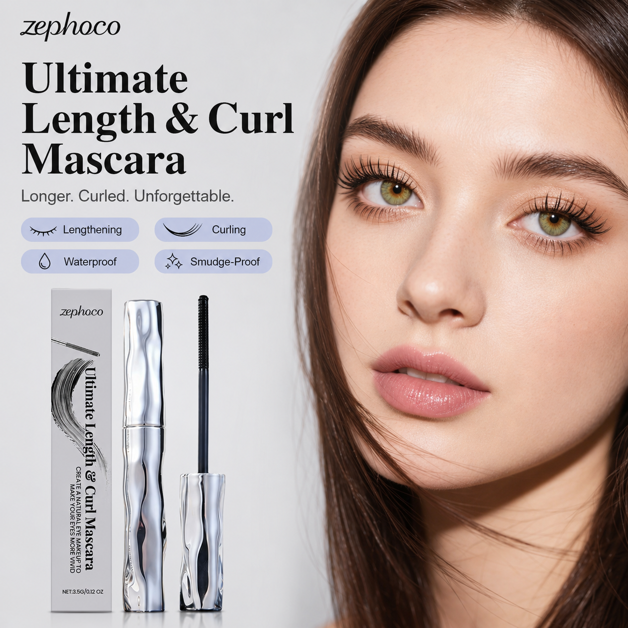 ✨Lengthening & Curling Mascara 💖 Features a special steel spiral brush head, long-lasting 24H wear & waterproof formula, keeps lashes curled all day, smudge-proof, clump-free, naturally lengthens and lifts every lash 👁️💦-ZYY