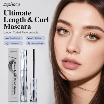 ✨Lengthening & Curling Mascara 💖 Features a special steel spiral brush head, long-lasting 24H wear & waterproof formula, keeps lashes curled all day, smudge-proof, clump-free, naturally lengthens and lifts every lash 👁️💦-ZYY