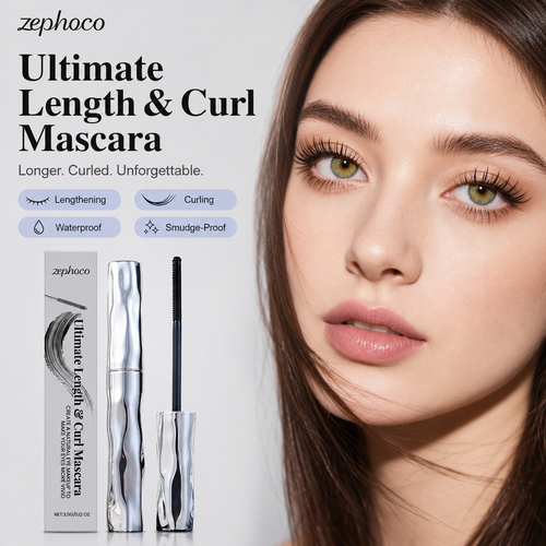 ✨Lengthening & Curling Mascara 💖 Features a special steel spiral brush head, long-lasting 24H wear & waterproof formula, keeps lashes curled all day, smudge-proof, clump-free, naturally lengthens and lifts every lash 👁️💦-ZYY