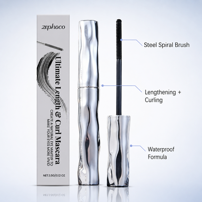 ✨Lengthening & Curling Mascara 💖 Features a special steel spiral brush head, long-lasting 24H wear & waterproof formula, keeps lashes curled all day, smudge-proof, clump-free, naturally lengthens and lifts every lash 👁️💦-ZYY