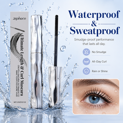 ✨Lengthening & Curling Mascara 💖 Features a special steel spiral brush head, long-lasting 24H wear & waterproof formula, keeps lashes curled all day, smudge-proof, clump-free, naturally lengthens and lifts every lash 👁️💦-ZYY
