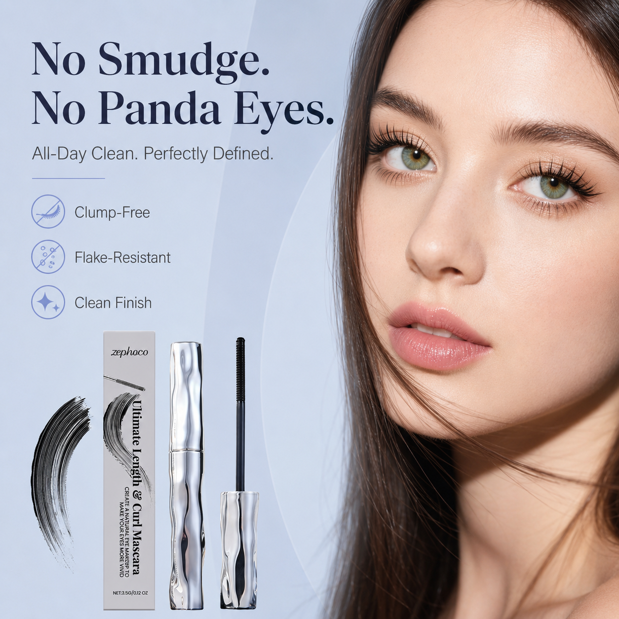 ✨Lengthening & Curling Mascara 💖 Features a special steel spiral brush head, long-lasting 24H wear & waterproof formula, keeps lashes curled all day, smudge-proof, clump-free, naturally lengthens and lifts every lash 👁️💦-ZYY