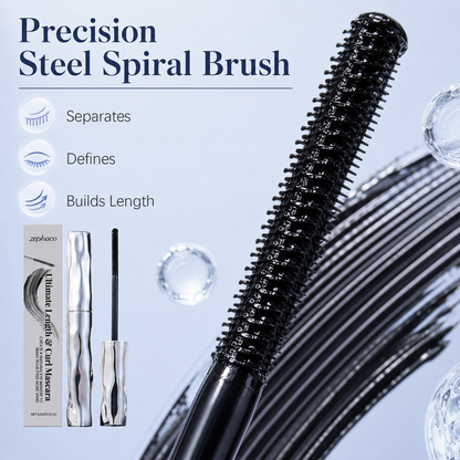✨Lengthening & Curling Mascara 💖 Features a special steel spiral brush head, long-lasting 24H wear & waterproof formula, keeps lashes curled all day, smudge-proof, clump-free, naturally lengthens and lifts every lash 👁️💦-ZYY