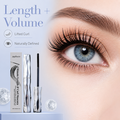 ✨Lengthening & Curling Mascara 💖 Features a special steel spiral brush head, long-lasting 24H wear & waterproof formula, keeps lashes curled all day, smudge-proof, clump-free, naturally lengthens and lifts every lash 👁️💦-ZYY
