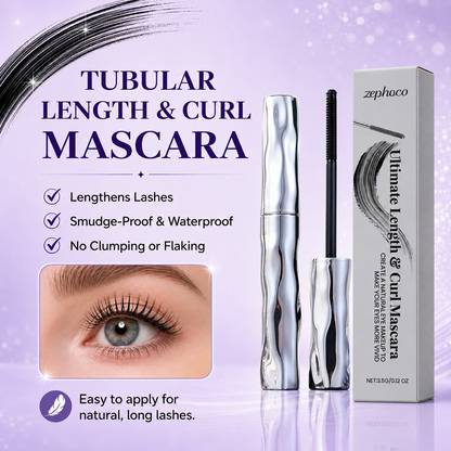 ✨Lengthening & Curling Mascara 💖 Features a special steel spiral brush head, long-lasting 24H wear & waterproof formula, keeps lashes curled all day, smudge-proof, clump-free, naturally lengthens and lifts every lash 👁️💦-ZYY