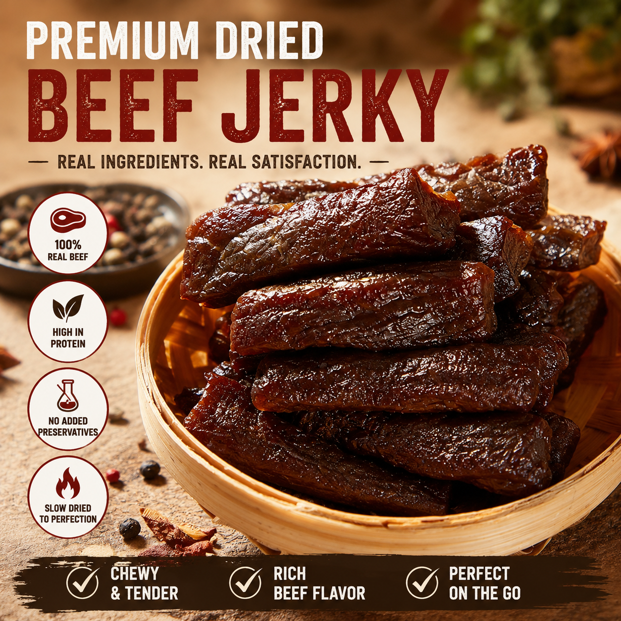 ⛰️🐂 High-Protein Pure Beef Jerky 🥩 | Healthy Low-Carb Snack for Energy & Fitness -💪DG