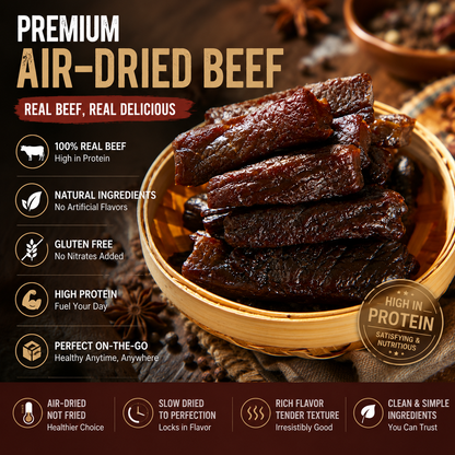 ⛰️🐂 High-Protein Pure Beef Jerky 🥩 | Healthy Low-Carb Snack for Energy & Fitness -💪DG
