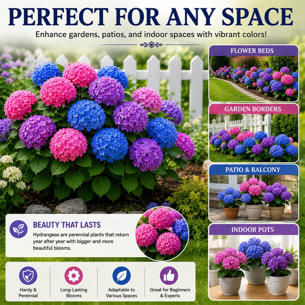 🌸✨ Blue Pink Purple Hydrangea Seeds 🌿🌈 Grow Stunning Multi-Color Blooms That Transform Any Garden 💙💖💜-ZZ
