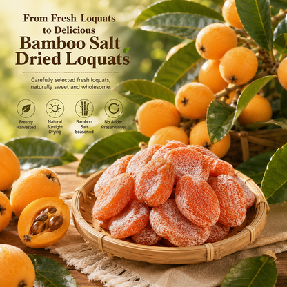 🌿✨ Bamboo Salt Dried Loquats – Naturally Sweet & Soothing 🌡️🩸 Supports Blood Sugar & Comforts the Throat 🍊💧-DG1