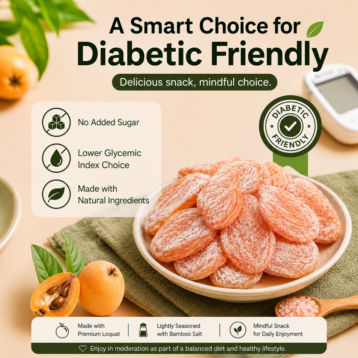 🌿✨ Bamboo Salt Dried Loquats – Naturally Sweet & Soothing 🌡️🩸 Supports Blood Sugar & Comforts the Throat 🍊💧-DG1