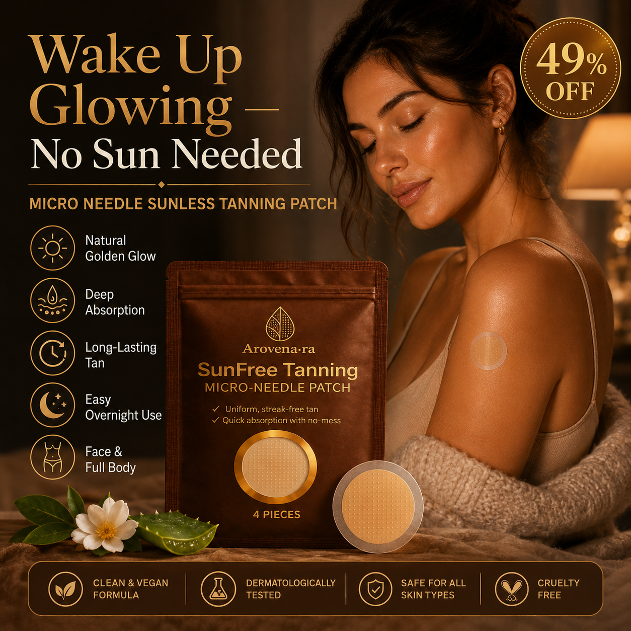 💸 Big Discount Now ✨ Micro Needle Self-Tan Patches 🌞 UV-Free Tanning Solution, Smooth Even Finish, Comfortable Skin Feel, Long-Lasting Golden Bronze Look, Perfect for Summer, Beach & Daily Makeup 🩳-ZYY