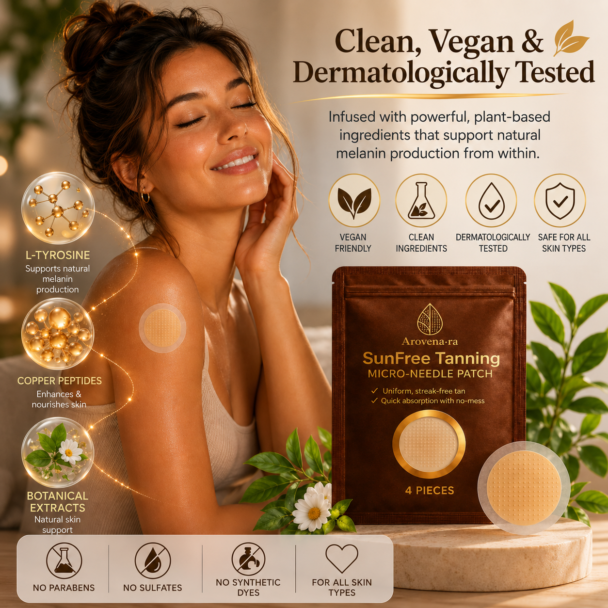 💸 Big Discount Now ✨ Micro Needle Self-Tan Patches 🌞 UV-Free Tanning Solution, Smooth Even Finish, Comfortable Skin Feel, Long-Lasting Golden Bronze Look, Perfect for Summer, Beach & Daily Makeup 🩳-ZYY