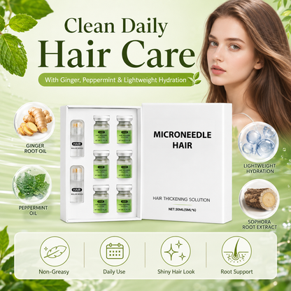 💚Microneedle Hair Thickening Kit 🧴Scalp Roller Serum Set, Strengthen Hair Roots, Light Non-Greasy Formula, Daily Hair Care for Fuller, Shinier Hair with Ginger & Peppermint Extracts✨-ZYY