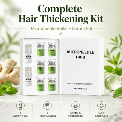 💚Microneedle Hair Thickening Kit 🧴Scalp Roller Serum Set, Strengthen Hair Roots, Light Non-Greasy Formula, Daily Hair Care for Fuller, Shinier Hair with Ginger & Peppermint Extracts✨-ZYY