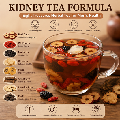 🌿✨ Premium Ginseng & Five Treasure Herbal Tea 🍵💪 Boost Energy, Kidney Health & Vitality Naturally 🌟💚 🌸 Red Dates, Wolfberries & Mulberry Blend | 🍃 Men's Wellness Formula | 💧 Daily Health Support 🏋️‍♂️🍵-ZZ