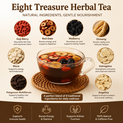 🌿✨ Premium Ginseng & Five Treasure Herbal Tea 🍵💪 Boost Energy, Kidney Health & Vitality Naturally 🌟💚 🌸 Red Dates, Wolfberries & Mulberry Blend | 🍃 Men's Wellness Formula | 💧 Daily Health Support 🏋️‍♂️🍵-ZZ