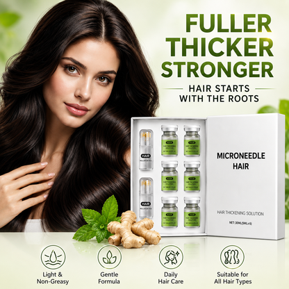 💚Microneedle Hair Thickening Kit 🧴Scalp Roller Serum Set, Strengthen Hair Roots, Light Non-Greasy Formula, Daily Hair Care for Fuller, Shinier Hair with Ginger & Peppermint Extracts✨-ZYY