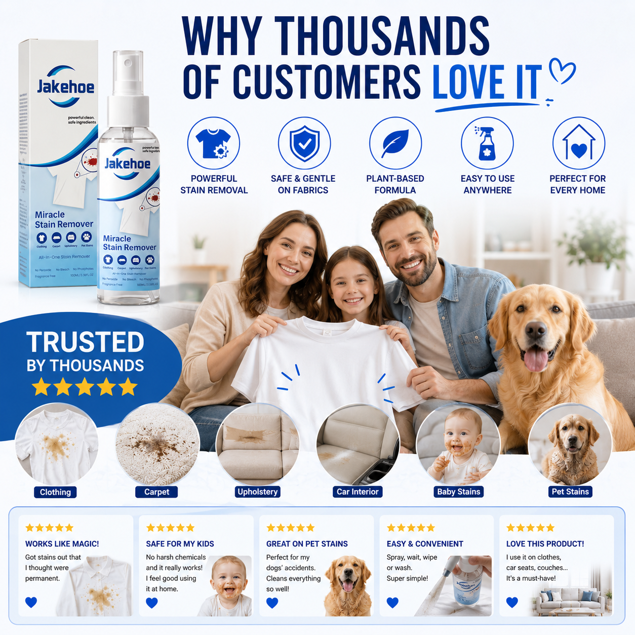 ✨🧴【Jakehoe® Miracle Stain Remover】💙 Powerful Fabric Stain Remover Spray | Fast-Acting • Gentle Formula • Safe on Fabrics • Multi-Surface Cleaning-DG1