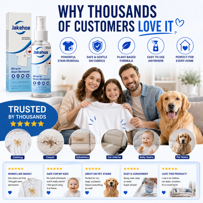 ✨🧴【Jakehoe® Miracle Stain Remover】💙 Powerful Fabric Stain Remover Spray | Fast-Acting • Gentle Formula • Safe on Fabrics • Multi-Surface Cleaning-DG1