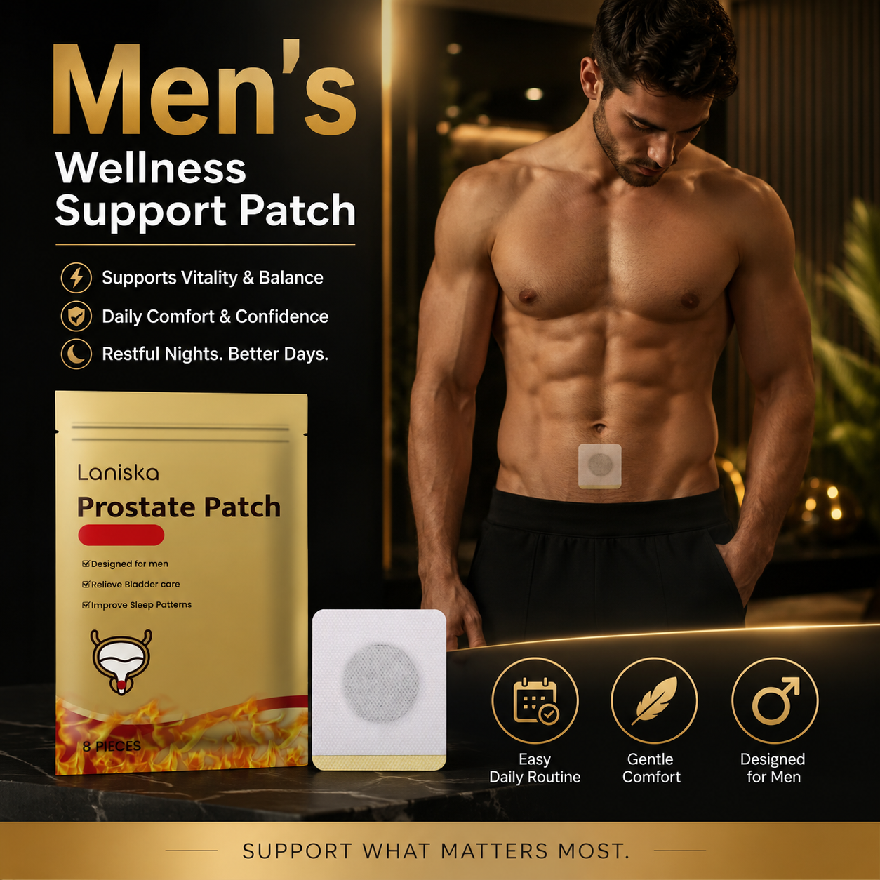 💪Men Gentle Prostate Vitality Care Patches🌿Comfort Soothing Massage Navel Stickers, Natural Male Body Skin Wellness Support Patch Ideal Gift for Men-ZYY