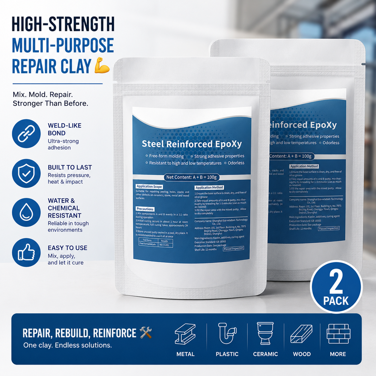 🔧 High-Strength Multi-Purpose Repair Clay – Durable, Waterproof, & Easy to Use 🛠️-CJY