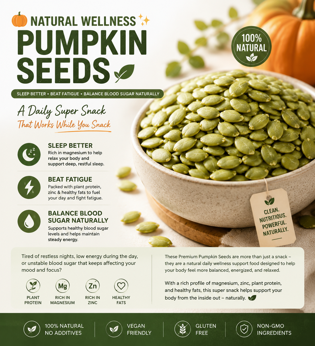 🌿✨ Premium Pumpkin Seeds SuperSnack | 💤 Supports Better Sleep • ⚡ Fights Fatigue • 🩸 Helps Balance Blood Sugar Naturally 🎃-DG1