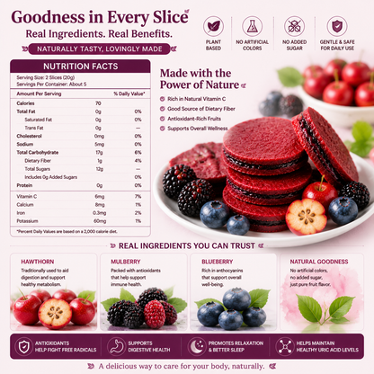 🍒🌿 Fig + Blueberry Hawthorn Slice Snack – Natural Digestive Wellness, High Fiber & Clean Energy Superfruit Bite ✨-DG1