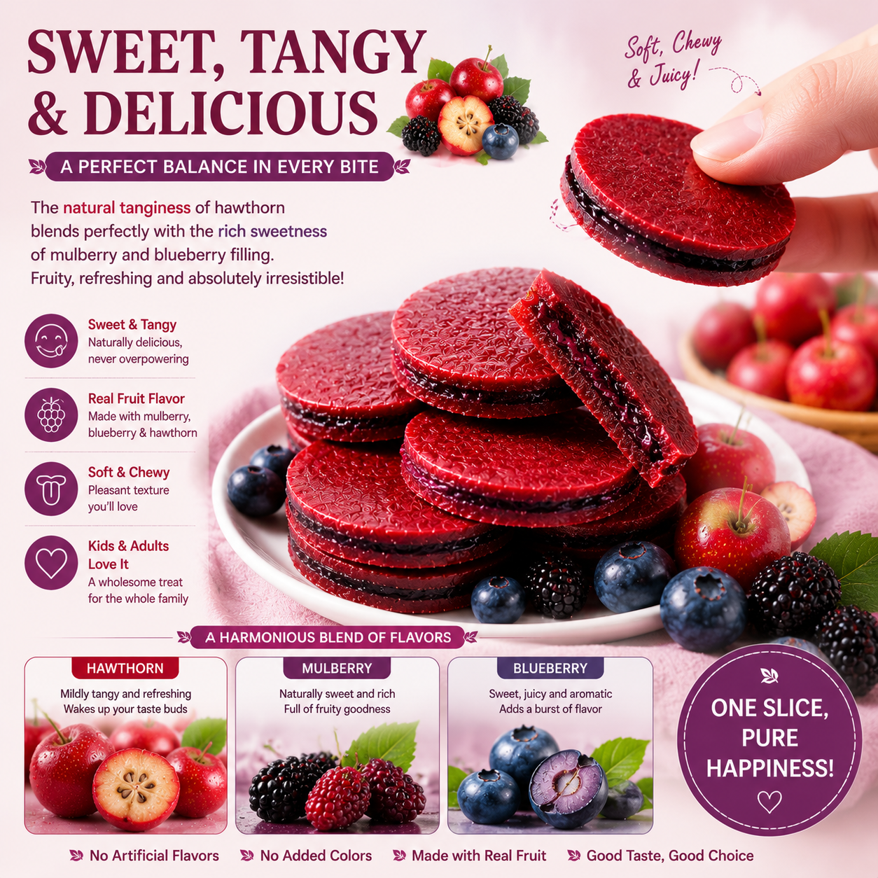 🍒🌿 Fig + Blueberry Hawthorn Slice Snack – Natural Digestive Wellness, High Fiber & Clean Energy Superfruit Bite ✨-DG1
