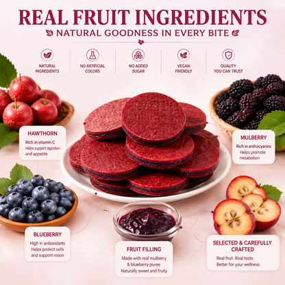 🍒🌿 Fig + Blueberry Hawthorn Slice Snack – Natural Digestive Wellness, High Fiber & Clean Energy Superfruit Bite ✨-DG1