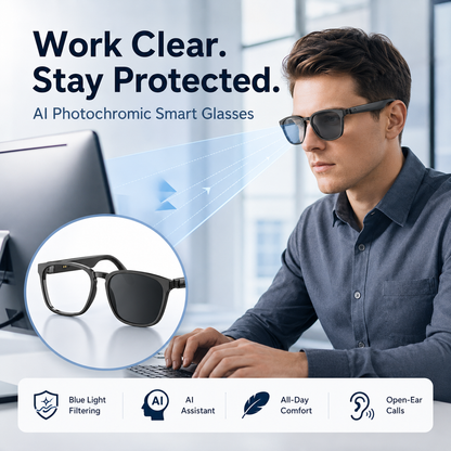 🕶️AI Photochromic Translation Smart Glasses ✦ Auto Color-Changing Lenses 🌞｜Real-Time Multilingual Translation 🌐｜Seamless Cross-Border Chat ✈️｜Built-in AI Assistant 🤖｜Hands-Free Calls 📞｜Wireless Music Playback 🎵-ZYY