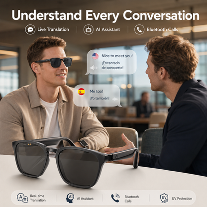 🕶️AI Photochromic Translation Smart Glasses ✦ Auto Color-Changing Lenses 🌞｜Real-Time Multilingual Translation 🌐｜Seamless Cross-Border Chat ✈️｜Built-in AI Assistant 🤖｜Hands-Free Calls 📞｜Wireless Music Playback 🎵-ZYY
