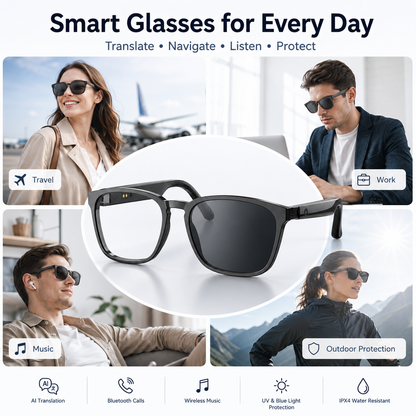 🕶️AI Photochromic Translation Smart Glasses ✦ Auto Color-Changing Lenses 🌞｜Real-Time Multilingual Translation 🌐｜Seamless Cross-Border Chat ✈️｜Built-in AI Assistant 🤖｜Hands-Free Calls 📞｜Wireless Music Playback 🎵-ZYY