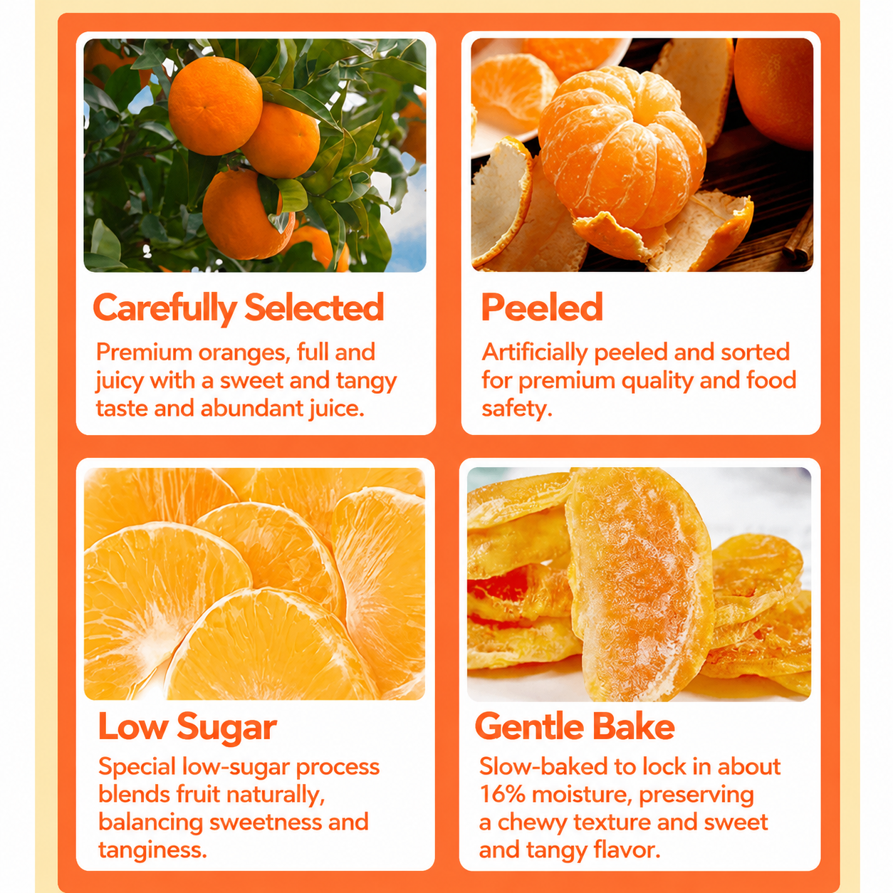 Premium Dried Mandarin Orange Slices - Juicy, Sweet, & Ideal Daily Snack! Limited Time Offer!-SUY