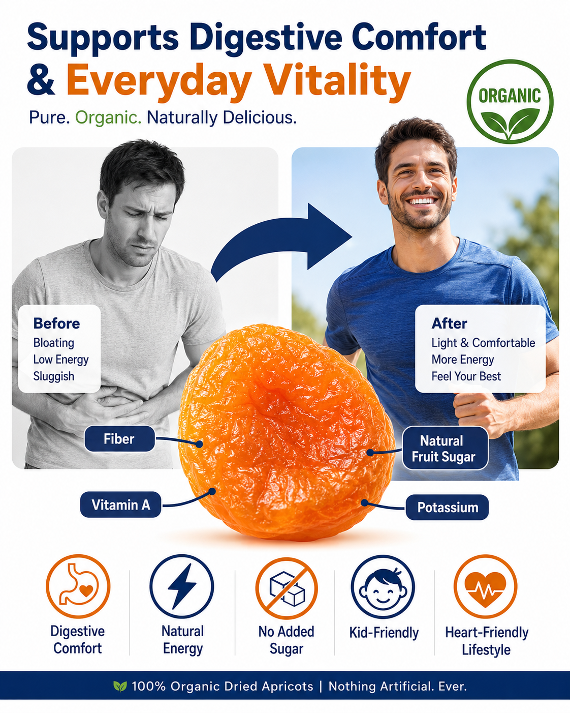 🏅Premium Seedless Golden Dried Apricots🟠 | Packed with Vitamin C & Natural Potassium, Promote Smooth Digestion, Relieve Bloating & Constipation, Nourish Heart & Boost Sustained Energy, Clean Organic Fruit Snack ❌ No Artificial Sugar-ZYY