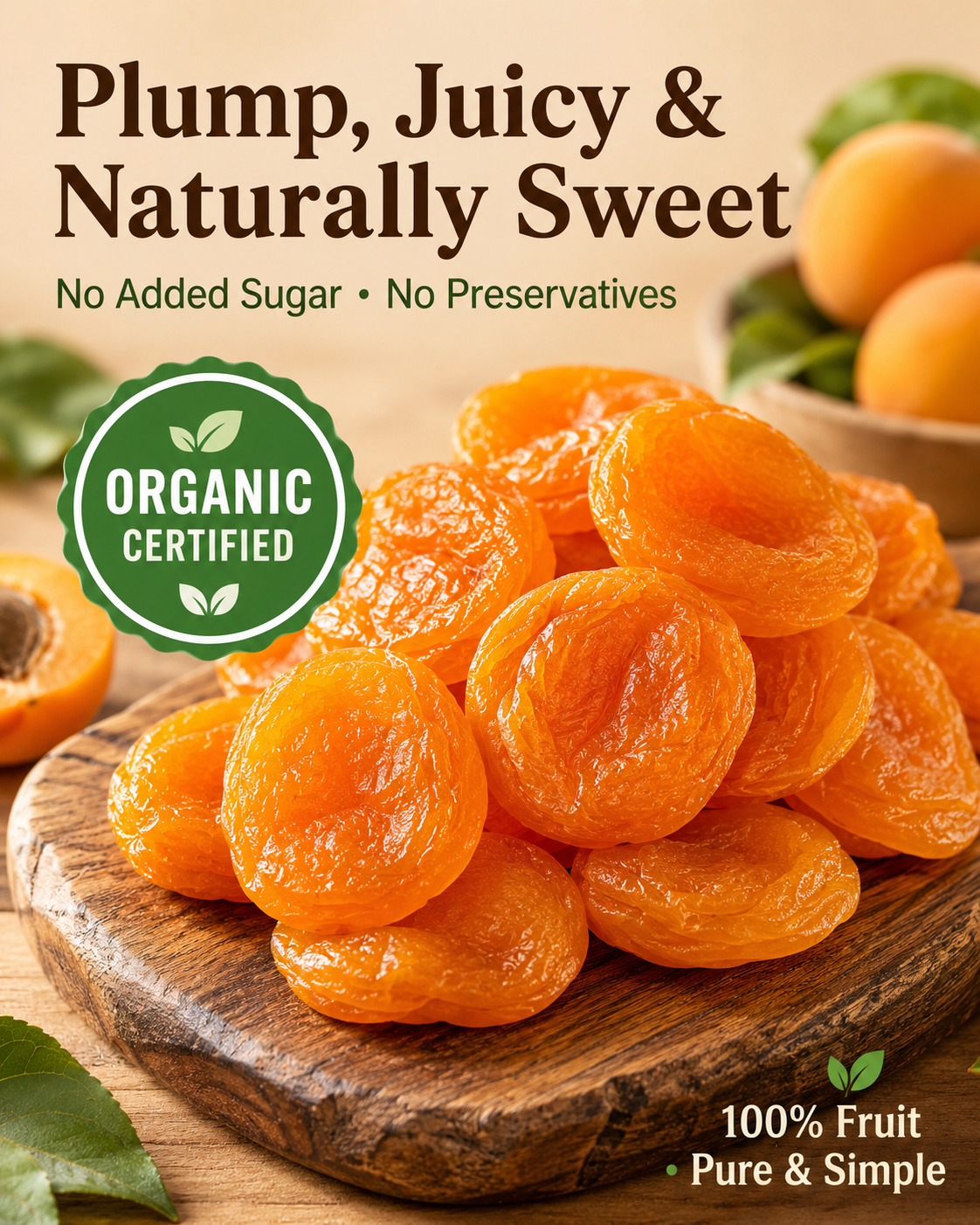 🏅Premium Seedless Golden Dried Apricots🟠 | Packed with Vitamin C & Natural Potassium, Promote Smooth Digestion, Relieve Bloating & Constipation, Nourish Heart & Boost Sustained Energy, Clean Organic Fruit Snack ❌ No Artificial Sugar-ZYY
