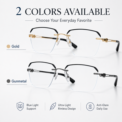 ✨Frameless Blue Light Blocking Reading Glasses 👓 | Lightweight Rimless Anti-Glare Eyewear for Men & Women 💼 Anti Eye Strain for Work & Gaming-ZYY