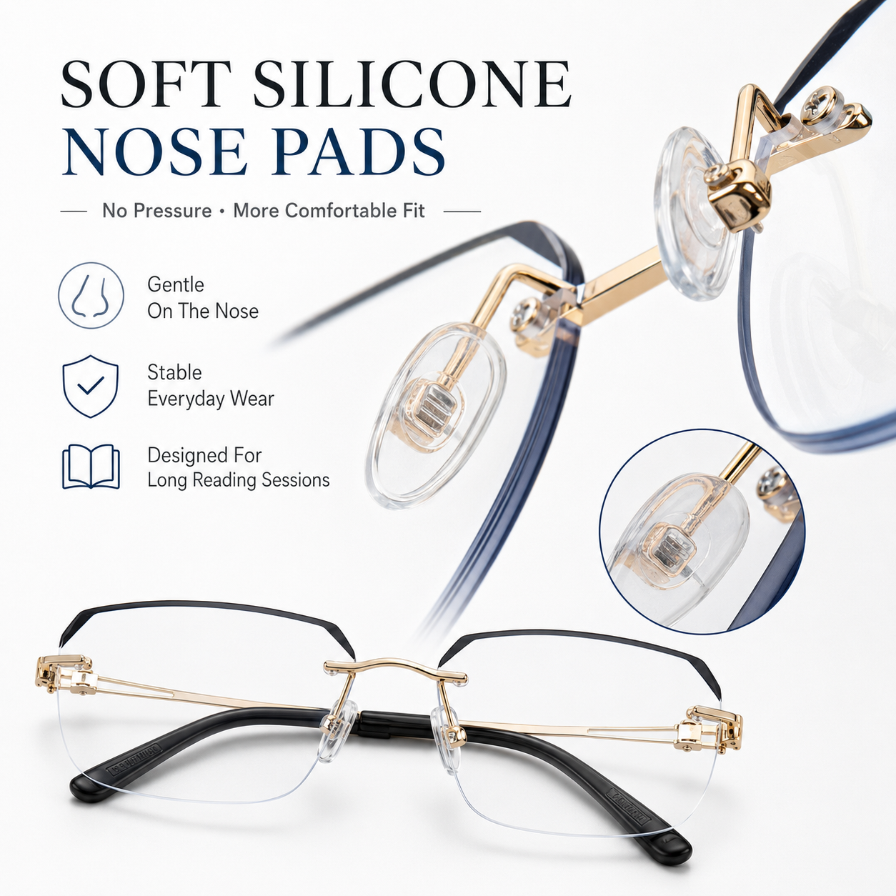✨Frameless Blue Light Blocking Reading Glasses 👓 | Lightweight Rimless Anti-Glare Eyewear for Men & Women 💼 Anti Eye Strain for Work & Gaming-ZYY