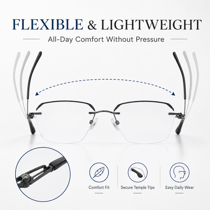 ✨Frameless Blue Light Blocking Reading Glasses 👓 | Lightweight Rimless Anti-Glare Eyewear for Men & Women 💼 Anti Eye Strain for Work & Gaming-ZYY