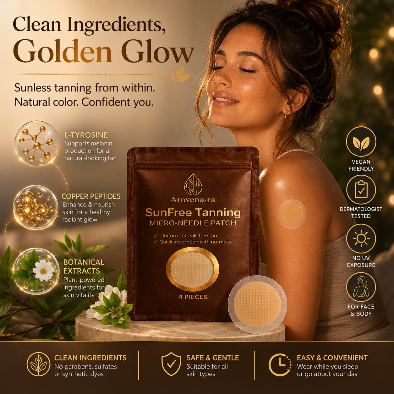 💸 Big Discount Now ✨ Micro Needle Self-Tan Patches 🌞 UV-Free Tanning Solution, Smooth Even Finish, Comfortable Skin Feel, Long-Lasting Golden Bronze Look, Perfect for Summer, Beach & Daily Makeup 🩳-ZYY