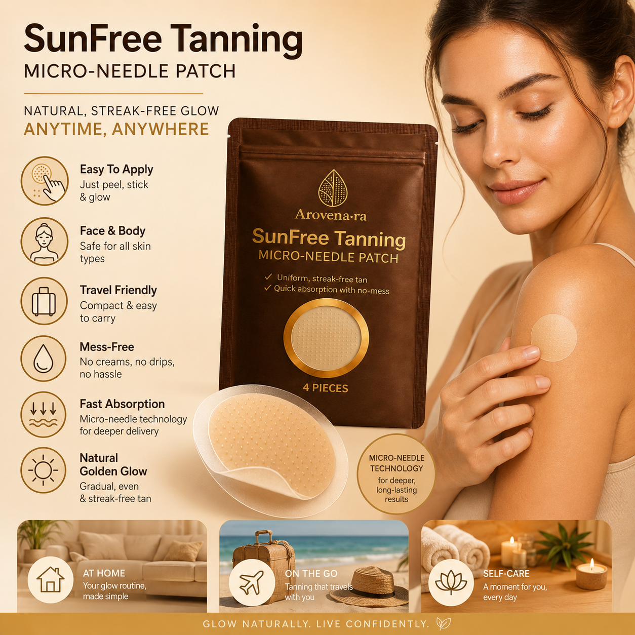 💸 Big Discount Now ✨ Micro Needle Self-Tan Patches 🌞 UV-Free Tanning Solution, Smooth Even Finish, Comfortable Skin Feel, Long-Lasting Golden Bronze Look, Perfect for Summer, Beach & Daily Makeup 🩳-ZYY