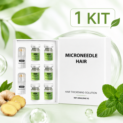 💚Microneedle Hair Thickening Kit 🧴Scalp Roller Serum Set, Strengthen Hair Roots, Light Non-Greasy Formula, Daily Hair Care for Fuller, Shinier Hair with Ginger & Peppermint Extracts✨-ZYY
