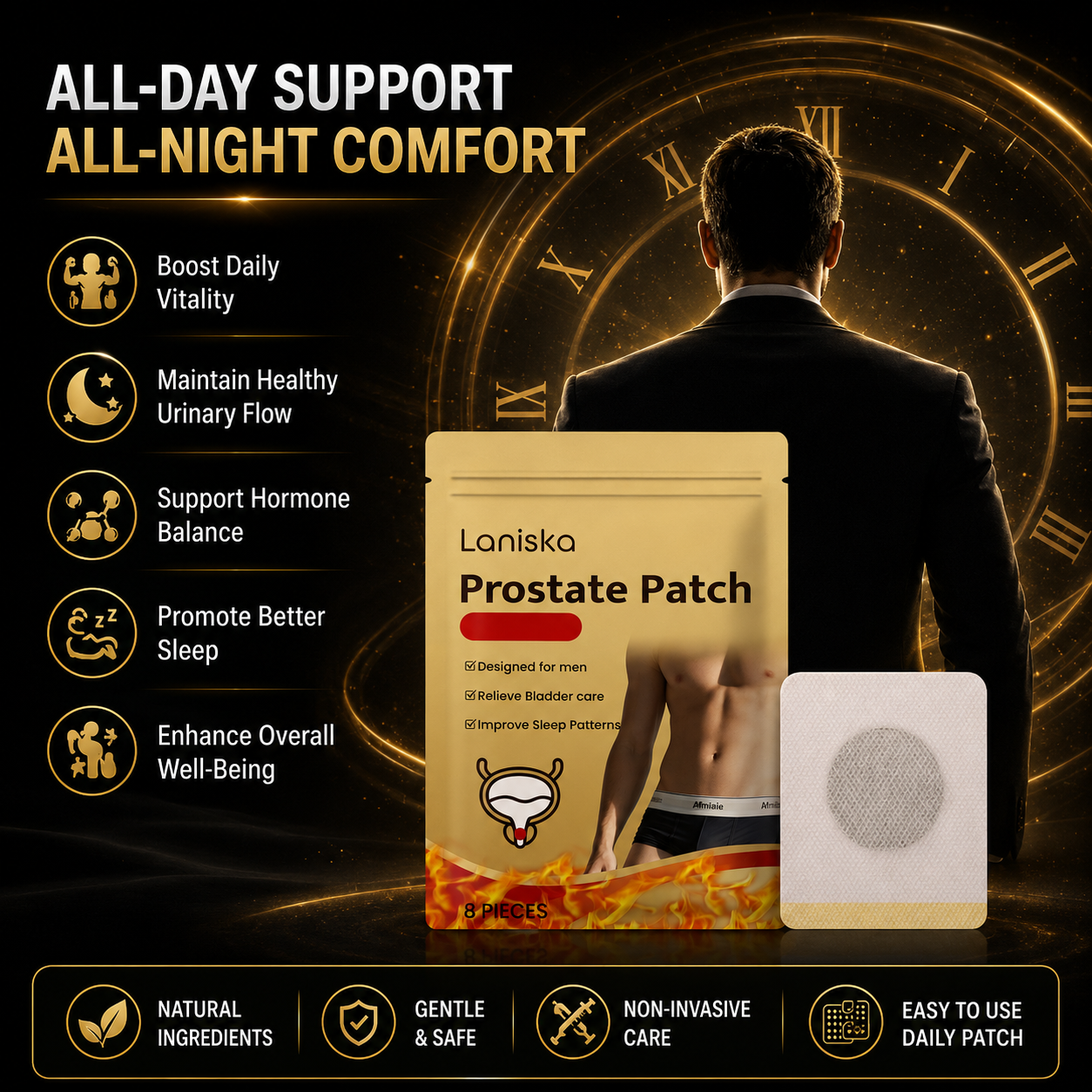 💪Men Gentle Prostate Vitality Care Patches🌿Comfort Soothing Massage Navel Stickers, Natural Male Body Skin Wellness Support Patch Ideal Gift for Men-ZYY