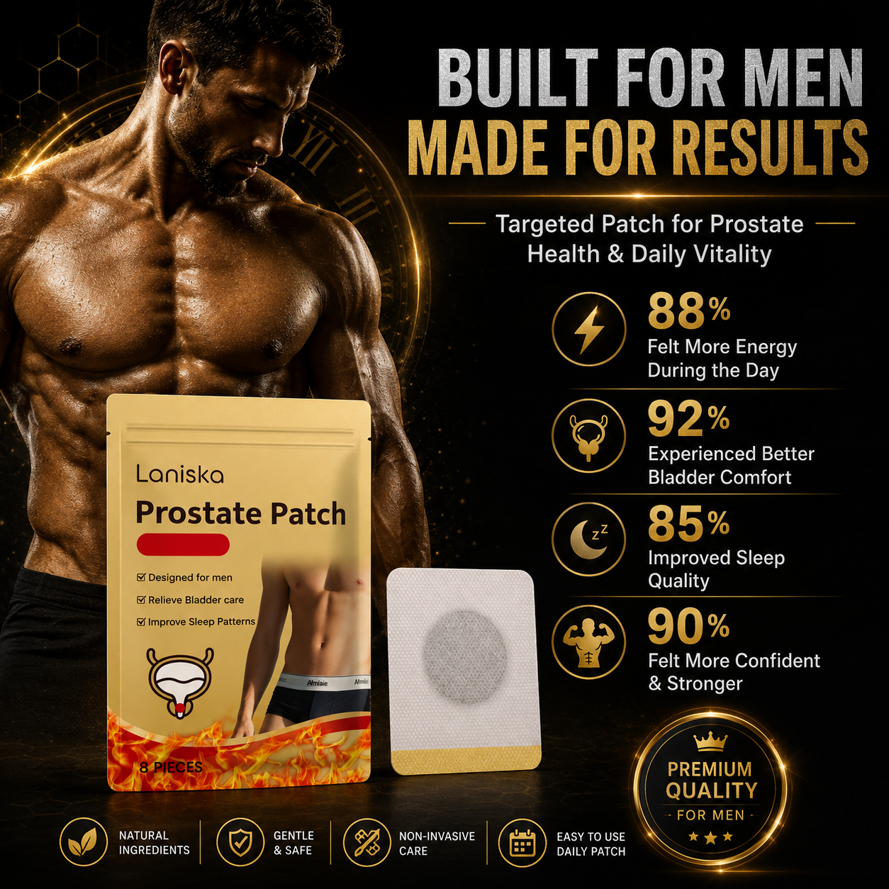 💪Men Gentle Prostate Vitality Care Patches🌿Comfort Soothing Massage Navel Stickers, Natural Male Body Skin Wellness Support Patch Ideal Gift for Men-ZYY