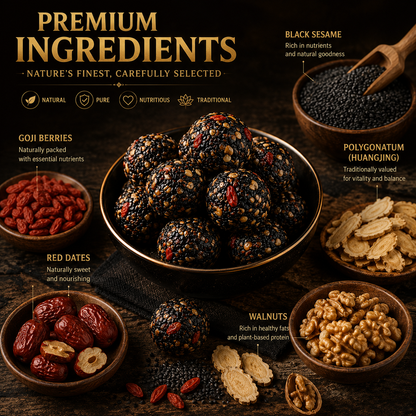 🌿💪 Herbal Vitality Black Sesame & Polygonatum Balls – Boost Male Energy, Endurance & Confidence Naturally 🌟-DG1