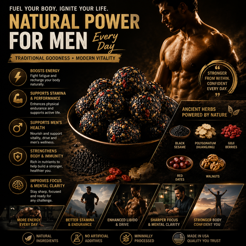 🌿💪 Herbal Vitality Black Sesame & Polygonatum Balls – Boost Male Energy, Endurance & Confidence Naturally 🌟-DG1