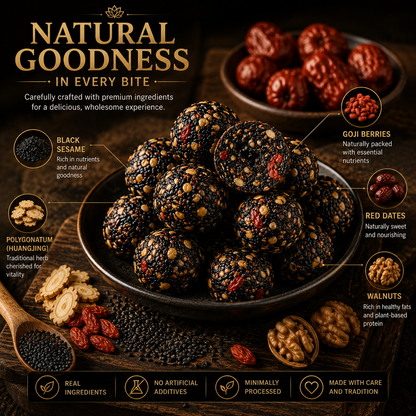 🌿💪 Herbal Vitality Black Sesame & Polygonatum Balls – Boost Male Energy, Endurance & Confidence Naturally 🌟-DG1