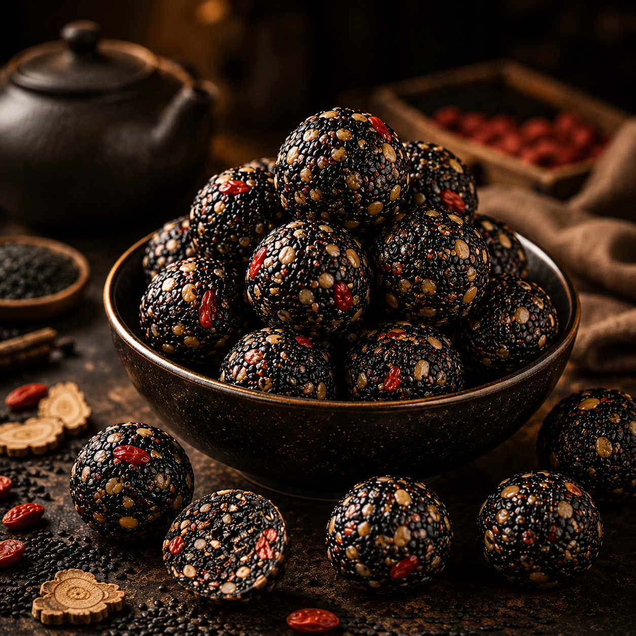 🌿💪 Herbal Vitality Black Sesame & Polygonatum Balls – Boost Male Energy, Endurance & Confidence Naturally 🌟-DG1