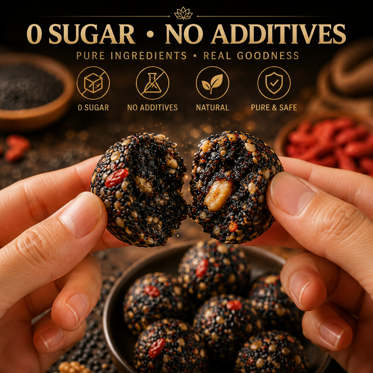 🌿💪 Herbal Vitality Black Sesame & Polygonatum Balls – Boost Male Energy, Endurance & Confidence Naturally 🌟-DG1