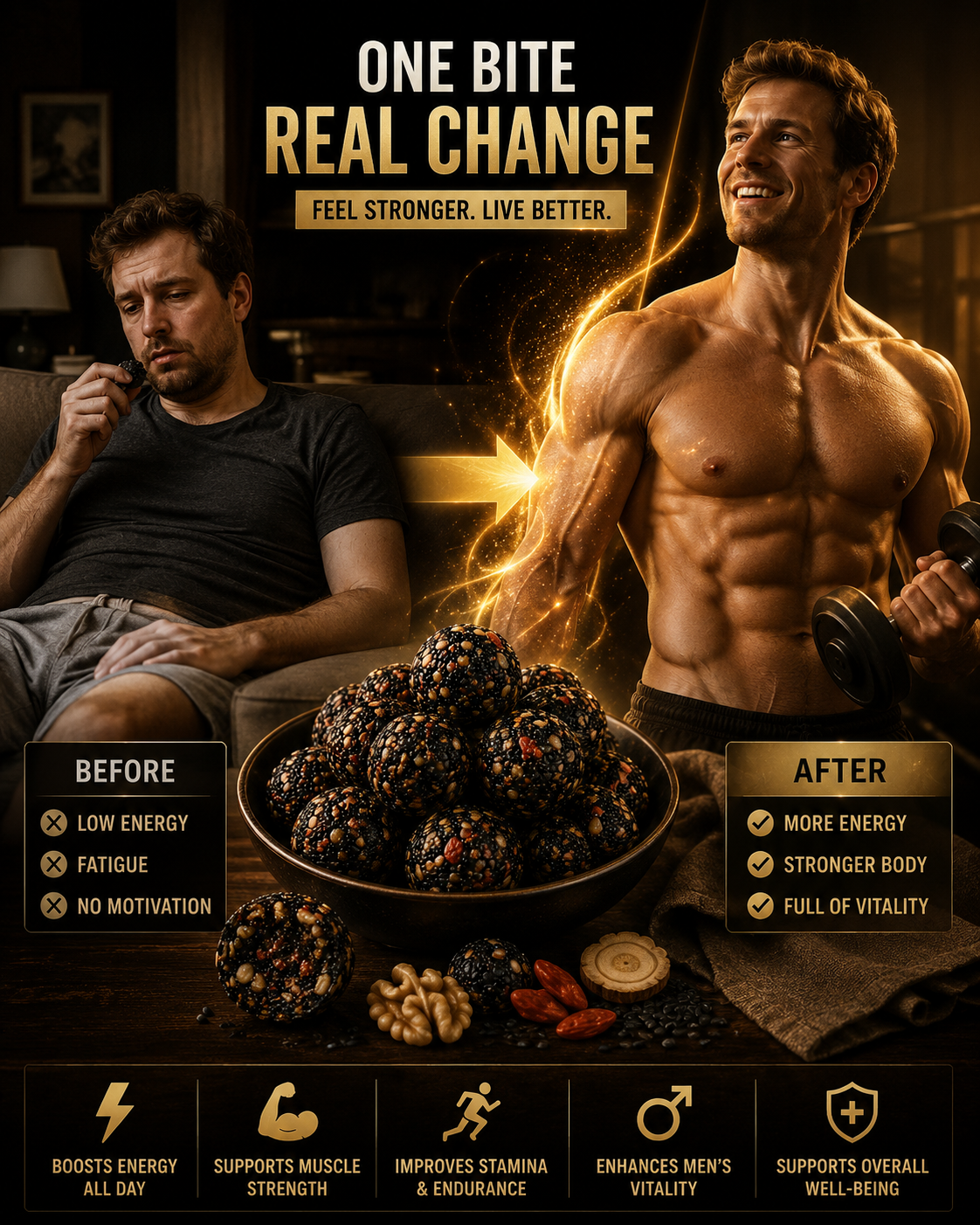 🌿💪 Herbal Vitality Black Sesame & Polygonatum Balls – Boost Male Energy, Endurance & Confidence Naturally 🌟-DG1